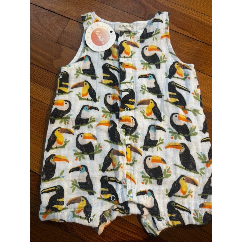 Tullabee Unisex Baby Toucan Birds Romper One Piece Sleeveless 3-6M NWT AOP